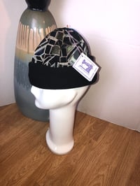 Image 3 of H.O.D. Knitted Brim Hat With Blue Velvet Pattern Crown and Black Knitted Brim 