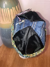Image 4 of H.O.D. Knitted Brim Hat With Denim and Black Quilted Nylon Crown W/ Multi Color Knit Brim 