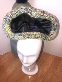 Image 5 of H.O.D. Knitted Brim Hat With Denim and Black Quilted Nylon Crown W/ Multi Color Knit Brim 