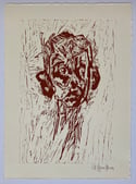 Perceiving - Linocut - Burnt Sienna Ink on Ivory Paper 