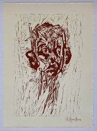 Image 2 of Perceiving - Linocut - Burnt Sienna Ink on Ivory Paper 