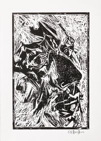 Image 1 of Watchperson - Linocut - Black Ink on White Paper 
