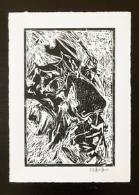 Image 2 of Watchperson - Linocut - Black Ink on White Paper 