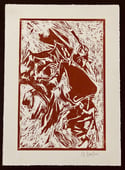 Watchperson - Linocut - Burnt Sienna Ink on Ivory Paper 