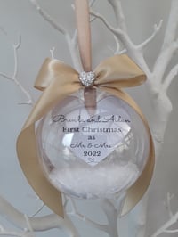 Image 2 of 8cm Beautiful First Christmas as Mr & Mrs Bauble,Mr & Mrs Ornament,First Christmas Bauble
