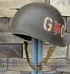 WWII M-1 Helmet 60th Regiment, 9th Infantry Division "GO DEVILS" Front Seam NCO 