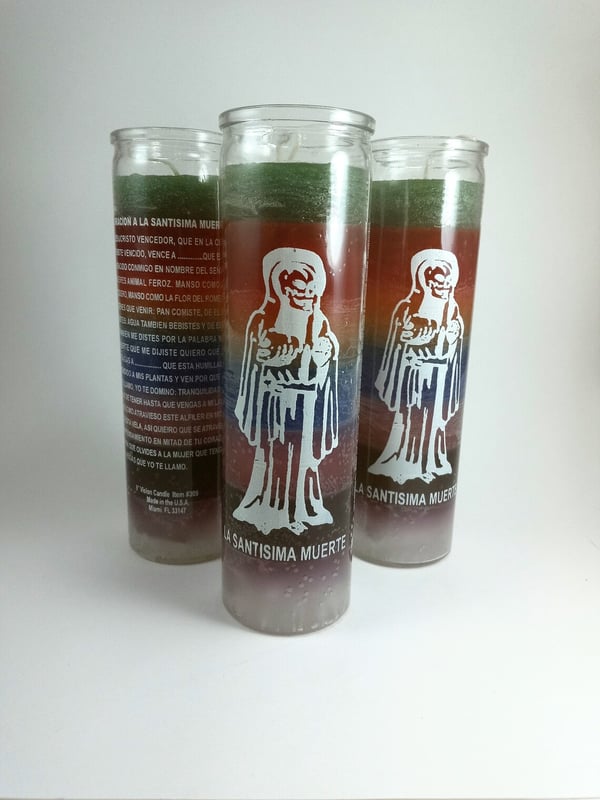 Image of La Santisima Muerte - 7 Day Spiritual Candle (Dressed)