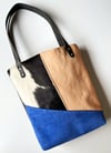 COLLAGE LEATHER TOTE - BLUE #2