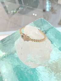 Image 2 of 14k solid gold diamond beaded hamsa ring