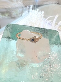 Image 4 of 14k solid gold diamond beaded hamsa ring