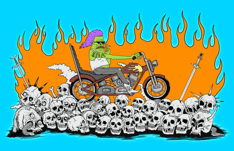 Image of Radbiker Flamez 11x17 print