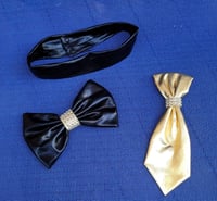 Image 1 of Gold & Black Bowtie/Tie Set 🌟 