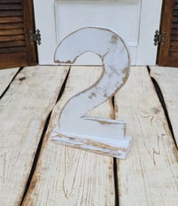 Handmade wooden number TWO white