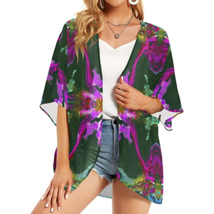 Image of Green Passion Flower Sheer Kimono