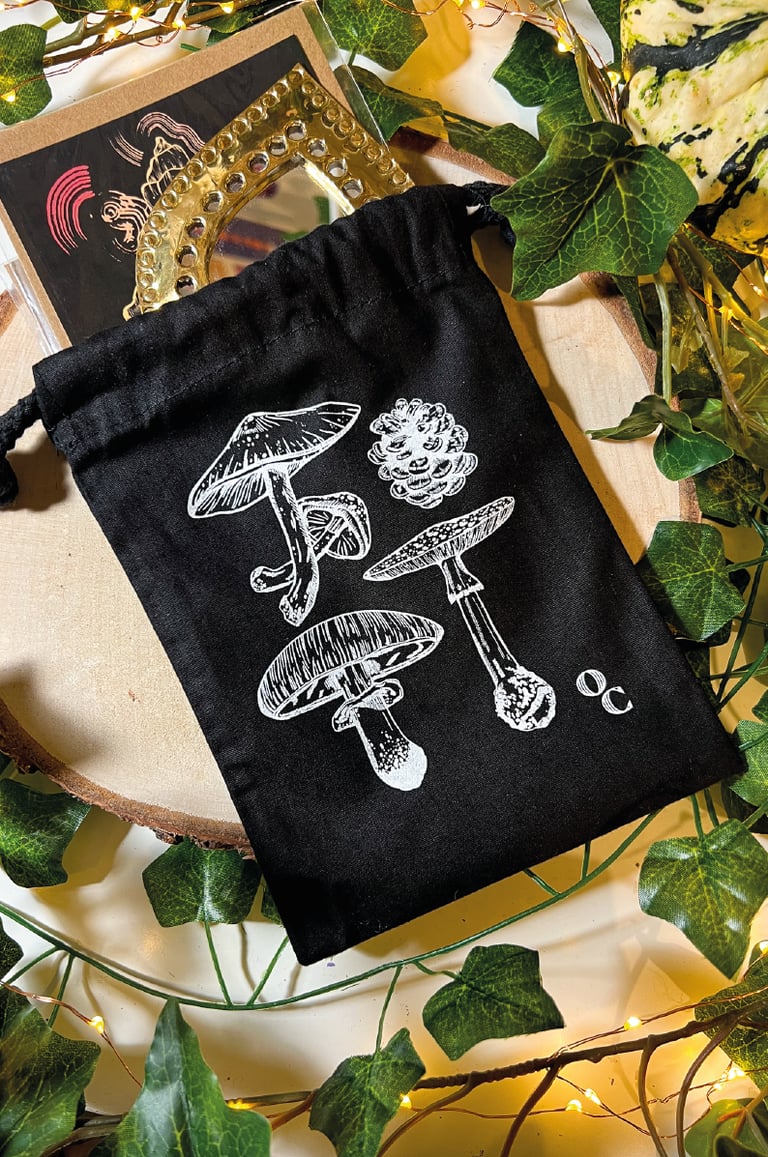 POCHON SÉRIGRAPHIÉ "CHAMPIGNONS" - NOIR  Image 4