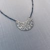 Sterling Silver Crescent Fossil Pattern Necklace