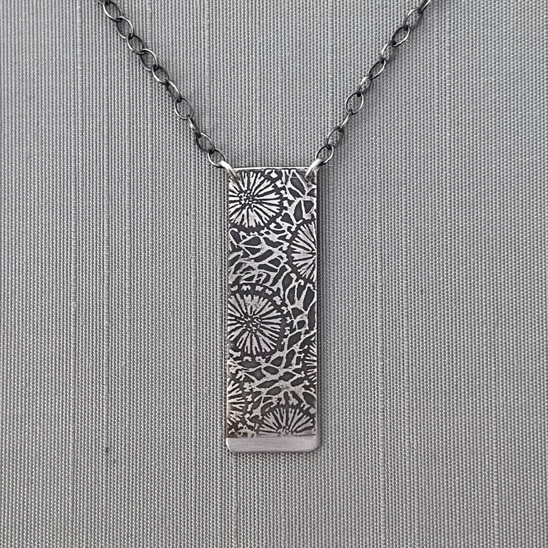 Sterling Silver Fossil Pattern Necklace Image 3