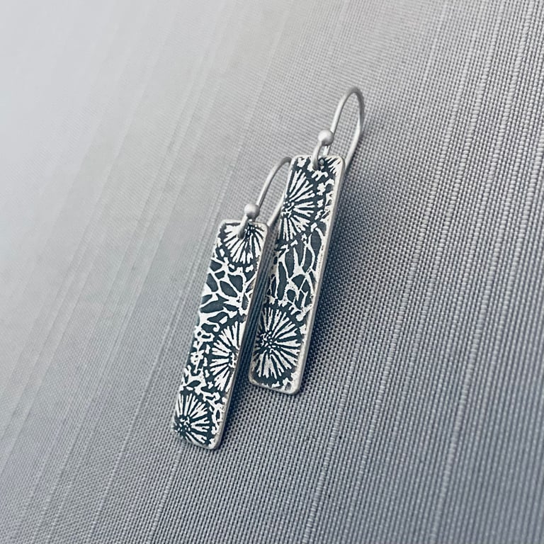 Sterling Silver Fossil Pattern Earrings