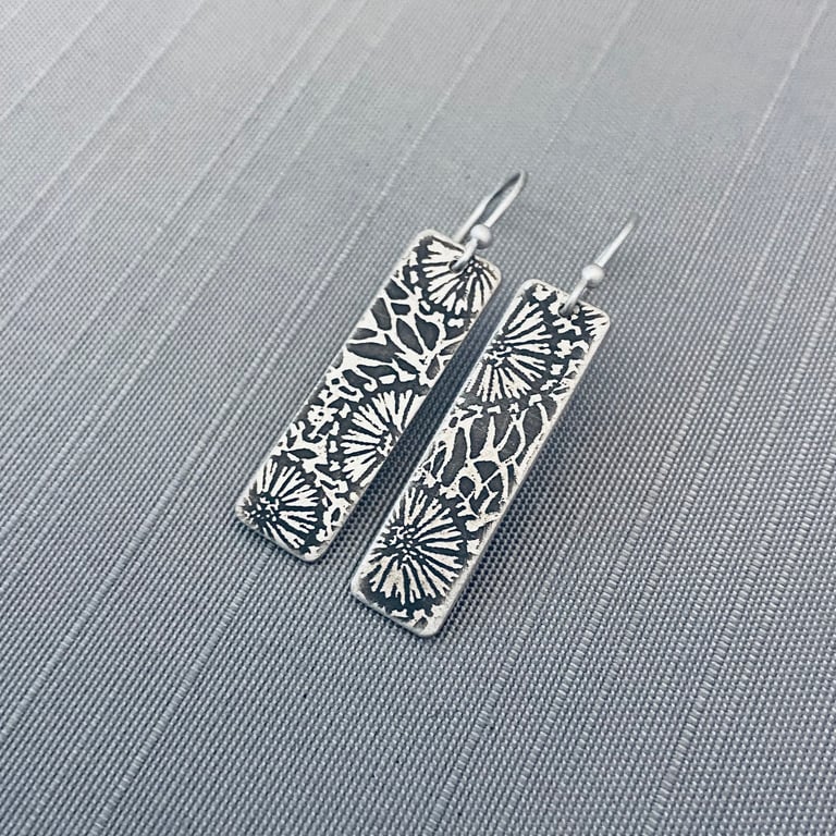 Sterling Silver Fossil Pattern Earrings Image 2