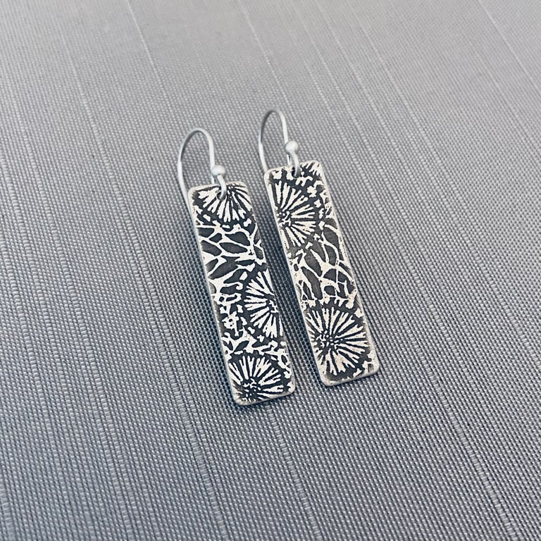 Sterling Silver Fossil Pattern Earrings Image 4