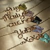 handmade scripted butterfly necklace