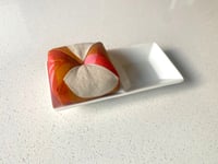 Image 2 of Porcelain Pincushion - Peaches - Caramel
