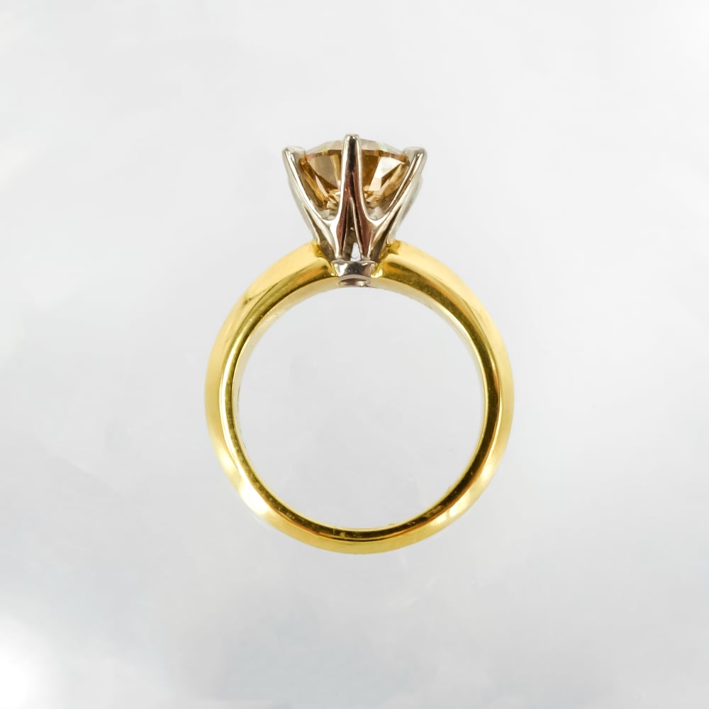 Image of 18ct yellow gold 2.03ct champagne diamond solitaire engagement ring.PJ5737