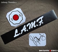 Image 2 of Johnny Thunders L.A.M.F. guitar stickers The Heartbreakers vinyl decal Gibson Les Paul Junior. Set 3