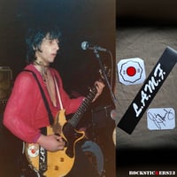 Image 1 of Johnny Thunders L.A.M.F. guitar stickers The Heartbreakers vinyl decal Gibson Les Paul Junior. Set 3