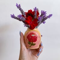Image 3 of Bud Vase - Peach w Red Rose