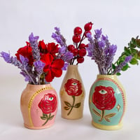 Image 4 of Bud Vase - Peach w Red Rose