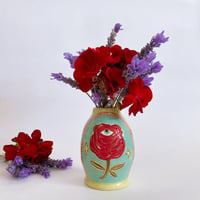 Image 2 of Bud Vase - Red Rose - Soft Green