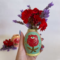 Image 1 of Bud Vase - Red Rose - Soft Green