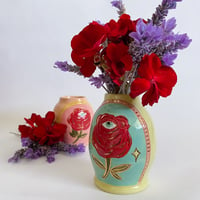 Image 4 of Bud Vase - Red Rose - Soft Green