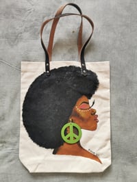 Handpainted canvas tote afro 