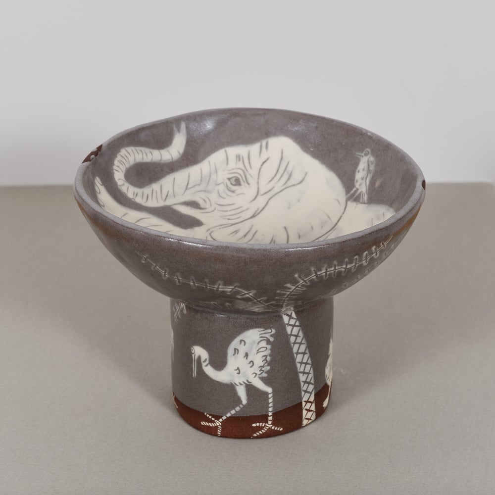 Elephant and birds chalice bowl