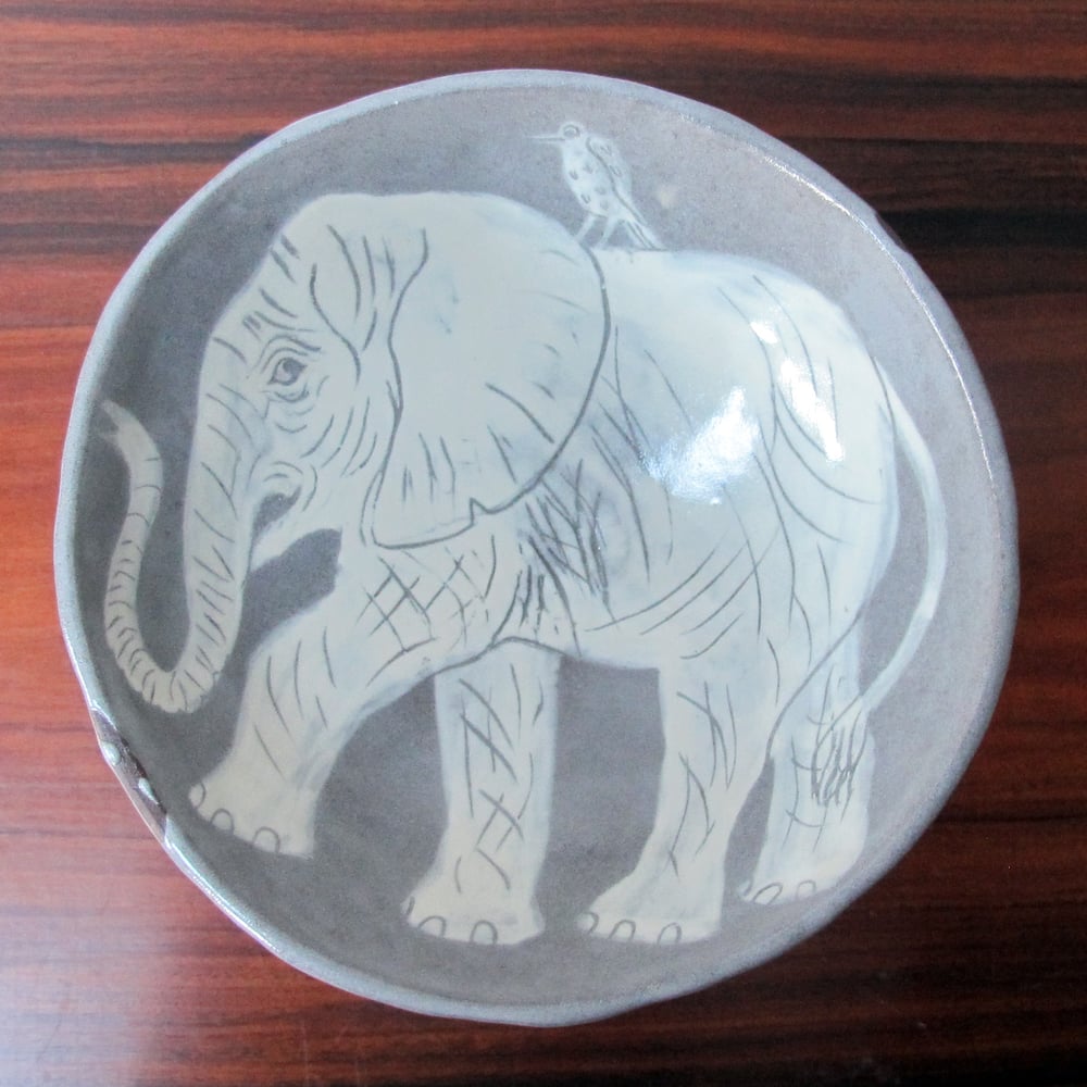 Elephant and birds chalice bowl