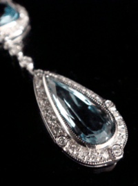 Image 2 of Modern 18ct white gold natural blue topaz and diamond drop necklace