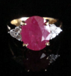Heavy 18ct yellow gold natural ruby 2.90ct & old diamond 0.40ct ring 7.4g