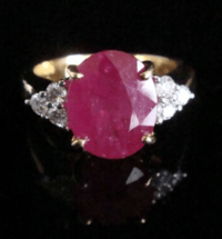 Image 1 of Heavy 18ct yellow gold natural ruby 2.90ct & old diamond 0.40ct ring 7.4g