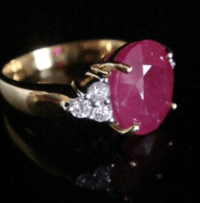 Image 3 of Heavy 18ct yellow gold natural ruby 2.90ct & old diamond 0.40ct ring 7.4g