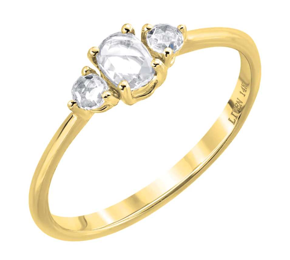 Image of Rosecut Triple Diamond Ring- 14 kt 