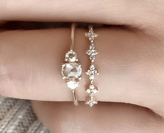 Rosecut Triple Diamond Ring- 14 kt - Image 2 of 2