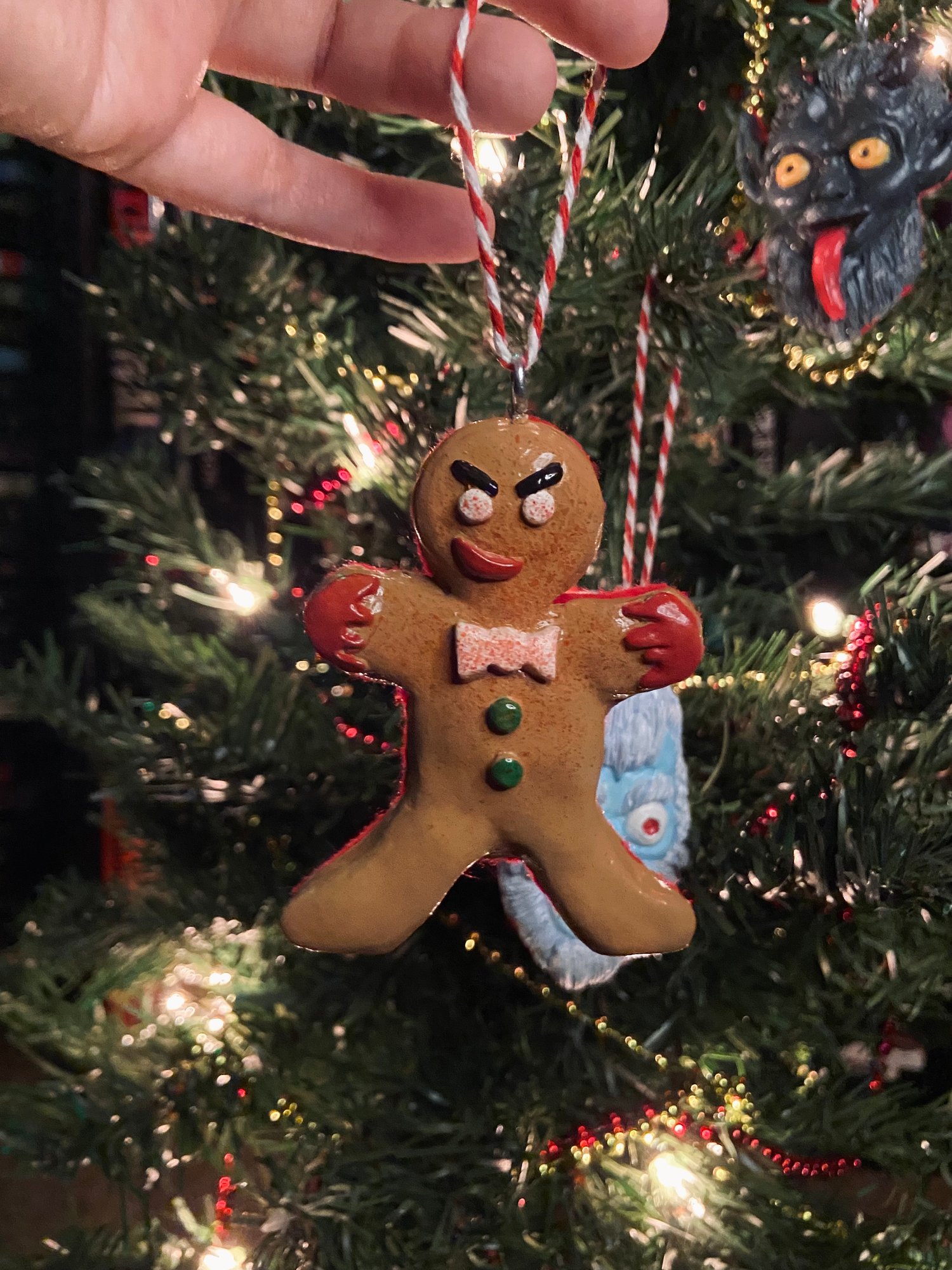 Red-Hand Gingerbread Man Handmade Resin Ornament