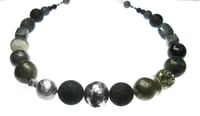 Image 1 of ONE OFF Silvered Lava with Labradorite and Andean Opal