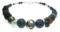 Image 1 of Silvered Lava with Carnelian and Chrysocolla Necklace