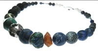 Image 2 of Silvered Lava with Carnelian and Chrysocolla Necklace