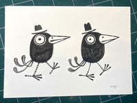 Image 2 of twin crows! ink drawing