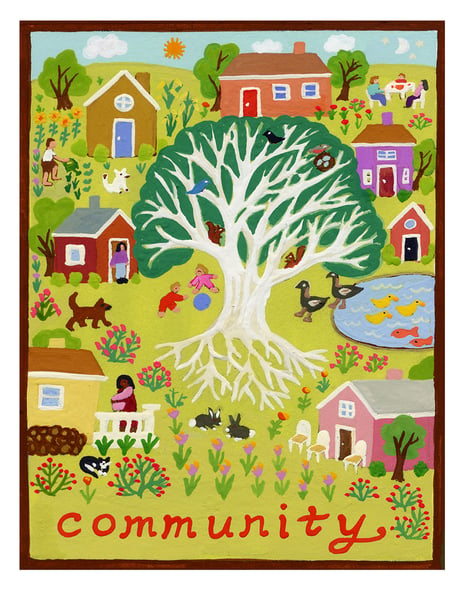 Image of Community- illumination series print on wooden plaque