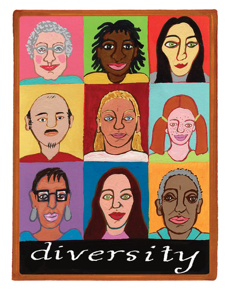 Image of Diversity- illumination series print on wooden plaque